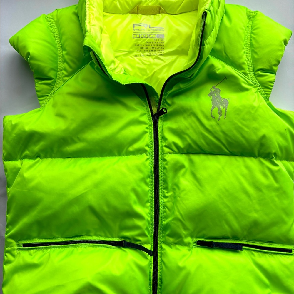 Ralph Lauren Bright Neon Green Puffer Vest